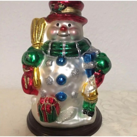 Blown Glass Snowman Figure Christmas Thomas Pacconi Classics - Picture 7 of 7